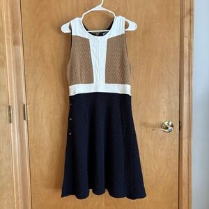 Anthropologie Blue, White, and Brown Dress